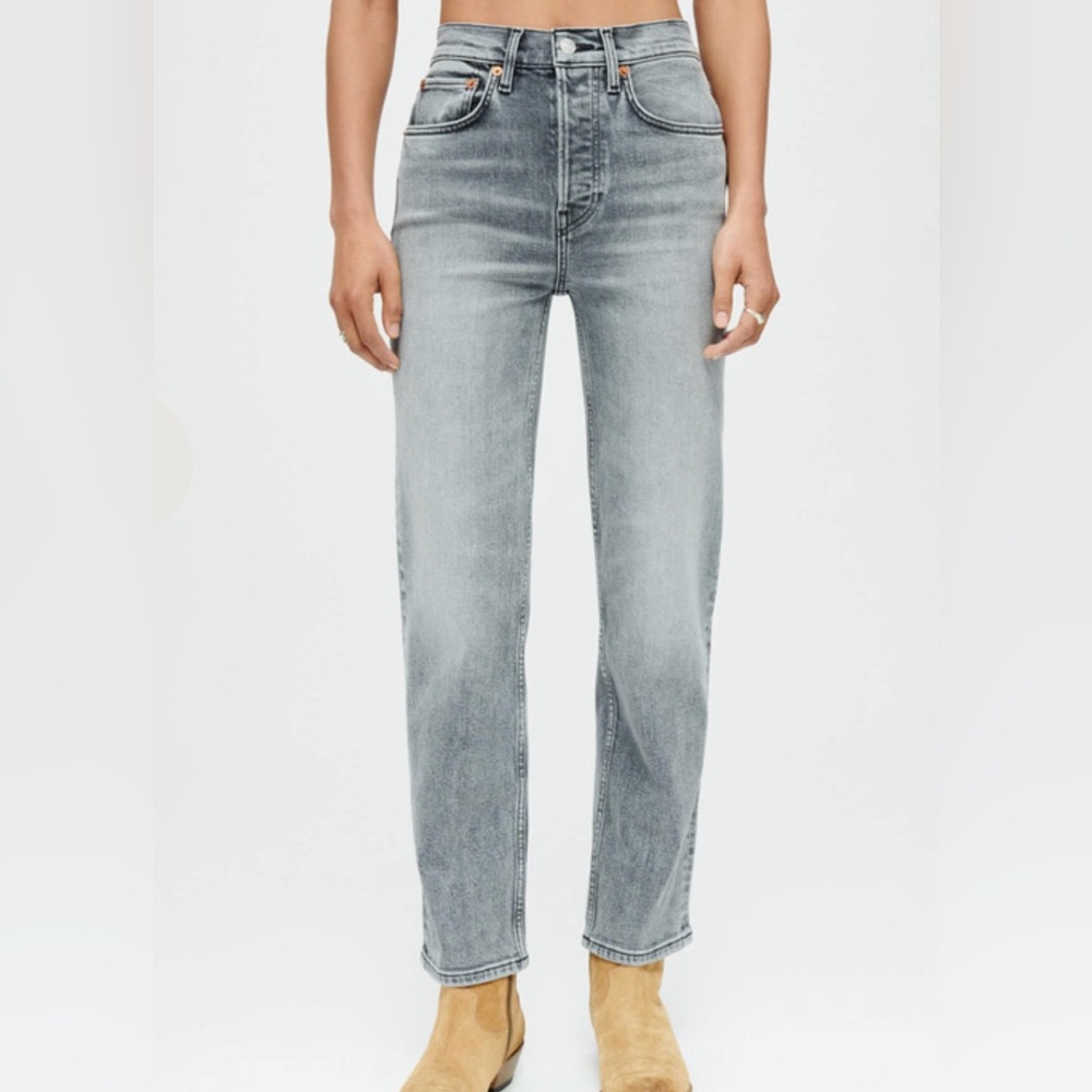 Re/Done 70’s Stove Pipe jeans silver fade grey stretch 27 BNWT